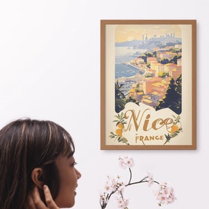 Nice France Travel Poster | Vintage-Style Wall Art Print of French Riviera | Perfect Home Decor Gift