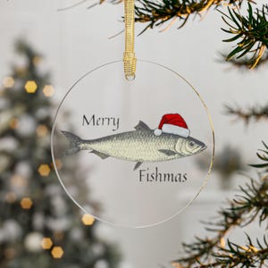 Christmas Fishing Ornament Decoration, Merry Fishmas Decor, Fisherman Gift, Holiday Tree Ornament, Unique Gift
