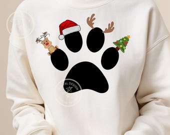 Hund Pfote Weihnachten Clipart: Urlaub Haustierliebhaber Design (digitaler Download)