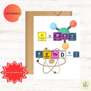 Cartão de aniversário com trocadilho de química, cartão de amante da ciência, cartão de trocadilho fofo, saudação de aniversário divertida, cartão de química engraçado, feliz aniversário, nerd da ciência
