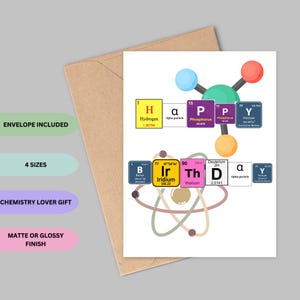 Carte d'anniversaire jeu de mots chimie, carte d'amateur de science, carte de jeu de mots mignon, voeux d'anniversaire amusant, carte chimie drôle, joyeux anniversaire nerd scientifique