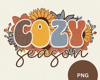 Cozy Season PNG, Embroidery Fall Png, Autumn Png, Retro Halloween Png, Thanksgiving Png, Fall Sublimation Design, Cozy Sublimation Design