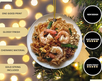 Pad Thai Noodles Weihnachtsverzierung, Geschenk für thailändischen Food-Liebhaber, festliches thailändisches Küche-Dekor, Feinschmecker-Feiertagsgeschenk