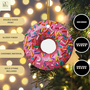 Donut Christmas Ornament, Donut, Food Lover Gift Idea, Sprinkles, Christmas Decor, Sweet Tooth, Dunkin Donuts, Food Ornament, Unique gift
