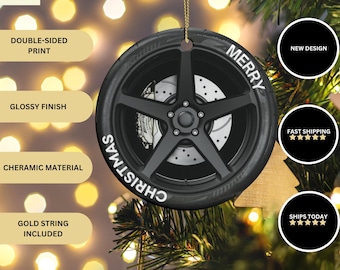 Festliche Auto-Rad-Reifen Weihnachtsverzierung - Perfektes Geschenk für Auto-Enthusiasten, um jedem Baum Urlaubsstimmung zu verleihen. Reifen Weihnachtsschmuck.