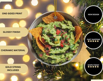 Guacamole Liebhaber Weihnachtsverzierung, mexikanisches Essen Feiertagsdekor, festliche Baumverzierung, Foodie Geschenk, grünes Dekor