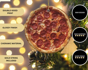Pizza Liebhaber Weihnachtsverzierung, von Italien inspiriertes Dekor, italienisches Essen Thema, festliche Feiertagsbaumdekoration