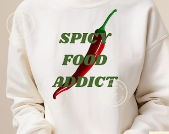 Spicy Food Addict Digitales Design, Chili-Liebhaber-Kunst, scharfes Essen, Küchenwanddekor, Foodie-Geschenk
