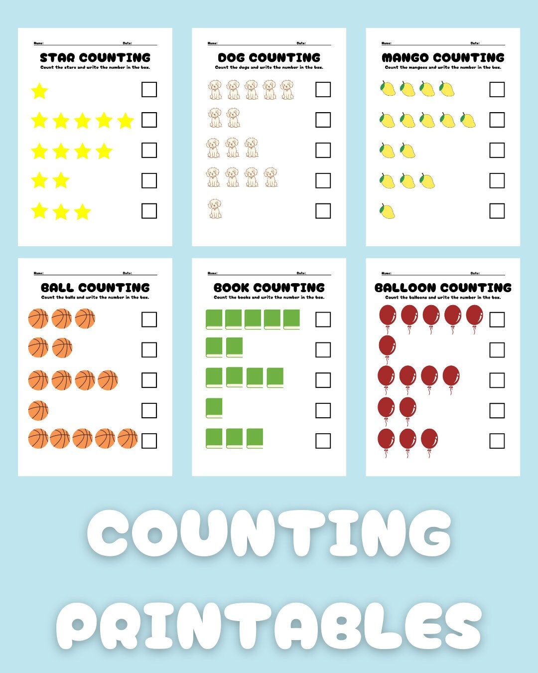 Counting Printable, Numbers, Counting, Preschool Printable, Number ...