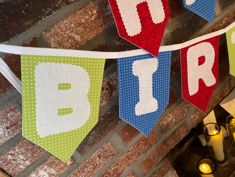 Fabric Happy Birthday Banner, Birthday Garland, Happy Birthday Bunting ...