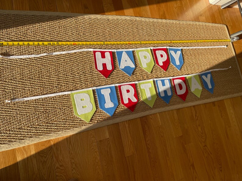Fabric Happy Birthday Banner, Birthday Garland, Happy Birthday Bunting ...