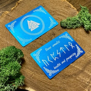 Amuleto rúnico, talismán de salud y prosperidad, pequeño amuleto esotérico de regalo con tarjeta celta, tarjetas con runas.