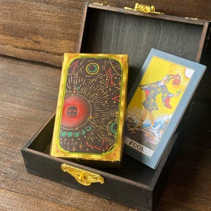 Ryder Tarot Gold Cards, Cards with Meaning, in Personalized Black Box with Gold, Gift for Tarot Reader, Divination Tools