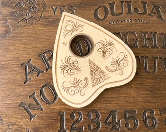 Christmas Tree Ouija Planchette: Engraved Wooden Spirit Board Tool