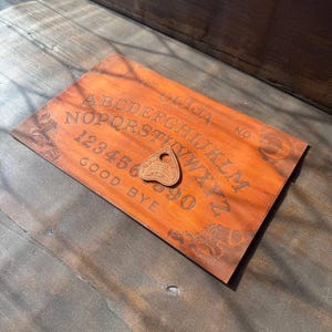Engraved Wooden Ouija board, Custom wooden talking spirit board with Planchette, witchcraft decor, wiccan gifts, occult game board