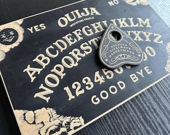 Black Wooden Ouija Board and Planchette Set: Esoteric Talking Spirit Board
