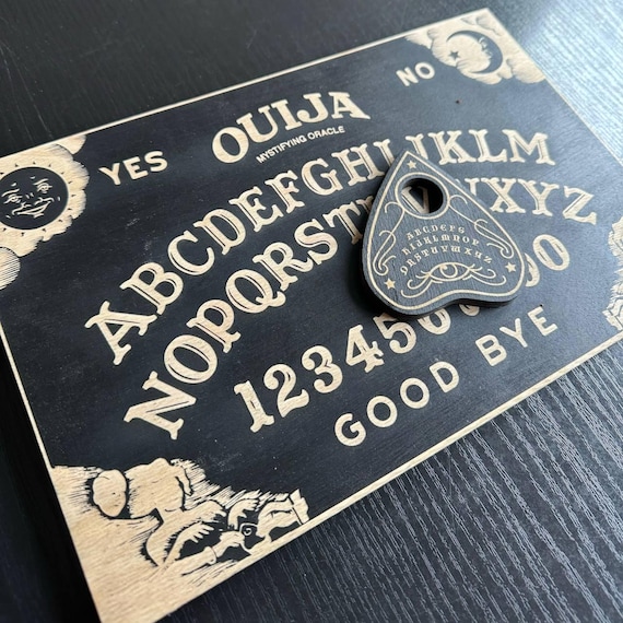 Black Wooden Ouija Board and Planchette Set: Esoteric Talking
