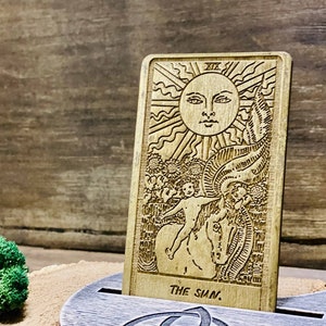 Golden Tarot card, wooden card of the day, Ryder Waite Smith, Single Tarot card, custom engraved wooden Tarot, divination tool, witch gift
