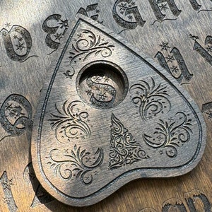 Rosewood Ouija Planchette: Christmas Tree Engraved, Occult Decor