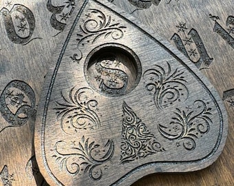 Rosewood Ouija Planchette: Christmas Tree Engraved, Occult Decor