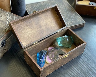 Boîte de cristaux à collectionner, rangement pour trésors d'enfants, coffre en bois pour collection de pierres, cadeau pour adolescent