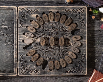 Futhark Runes Set: Norse Divination Tools with Wooden Box