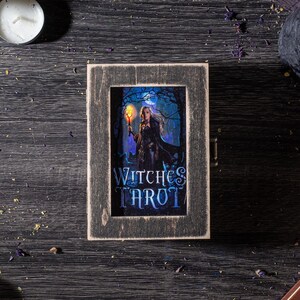 Tarot of the Witches Deck in custom Wooden Box & with Spread Board, Witchy Tarot Set, Ritual Divination Gift