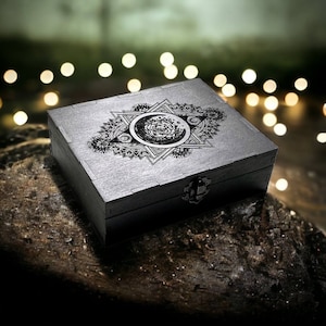 Dubbele houder voor tarotkaarten, gepersonaliseerde houten kist voor waarzeggerij, magische houten kist, heksdecor