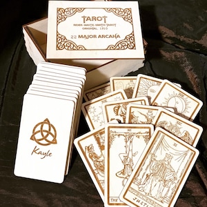 Wooden Tarot 22 Major Arcana Ryder Tarot Cards in Wooden Box Personalized Engraved Tarot Deck Divination Tool