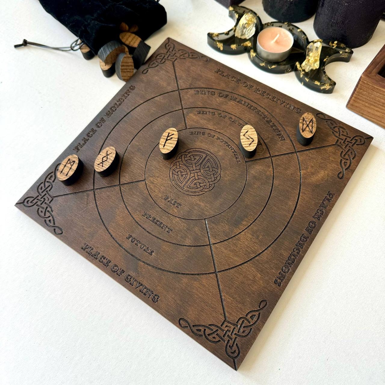 Wooden Runes Field Mat: Witch Altar Divination Tool - Etsy