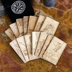 Swords by Rider Waite Smith, Wooden Tarot Deck Handmade Wooden Tarot Cards Set Gift for Tarot Lovers