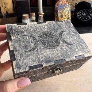 Scatola per tarocchi personalizzata, scatola del tesoro, scatola dei ricordi dell'altare wiccan, strumenti di lettura del futuro, porta carte dei tarocchi
