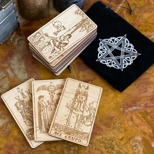 Suit of Cups tarot Rider-Waite-Smith Tarot cards, Wooden Tarot cards, engraved Tarot deck, fortune telling tools, witch gift