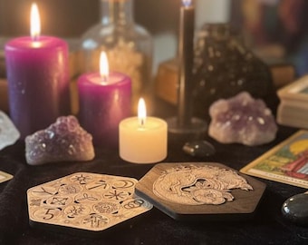 Witch Runes Set with Lid – Wooden Divination Runes with Symbols, Pagan Tool, Witchcraft Gift