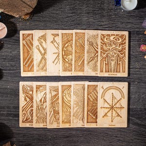 Tarot Thoth palo de BASTOS 14 cartas, baraja de Tarot de madera grabada personalizada, regalo oculto