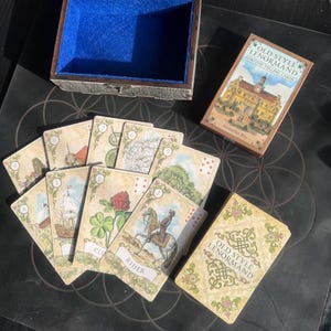 Old Style Lenormand Deck - Vintage Tarot Orakel Karten mit personalisierter Holzbox, spirituelles Geschenk