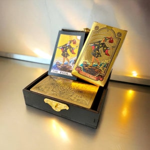 Gold Foil Tarot Card Deck: Rider-Waite-Smith with Personalized Box