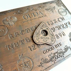 Tavola Ouija gotica con planchette, tavola della fortuna, gioco sì no, regalo della strega, tavola parlante, giochi di Halloween