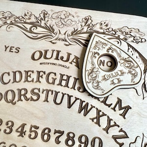 Ouija Brett mit Planchette, Hexen Altar Dekoration, Sprechendes Brett, Ja Nein Spiel, Wahrsagewerkzeug