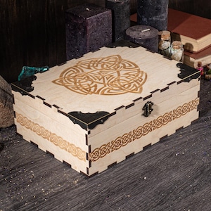 Wooden Personalized box with Scandinavian Engraving, Exclusive Wooden Storage Box, Eco-Friendly, Gift, Home Decor