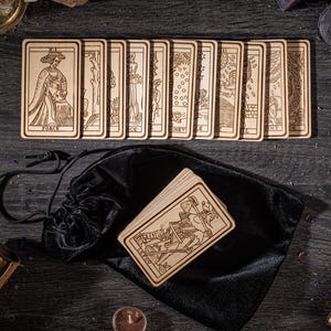 Tarot Marseille 22 Major Arcana in a bag, Personalized cards, Tarot Card storage bag,  Tarot Deck Pouch