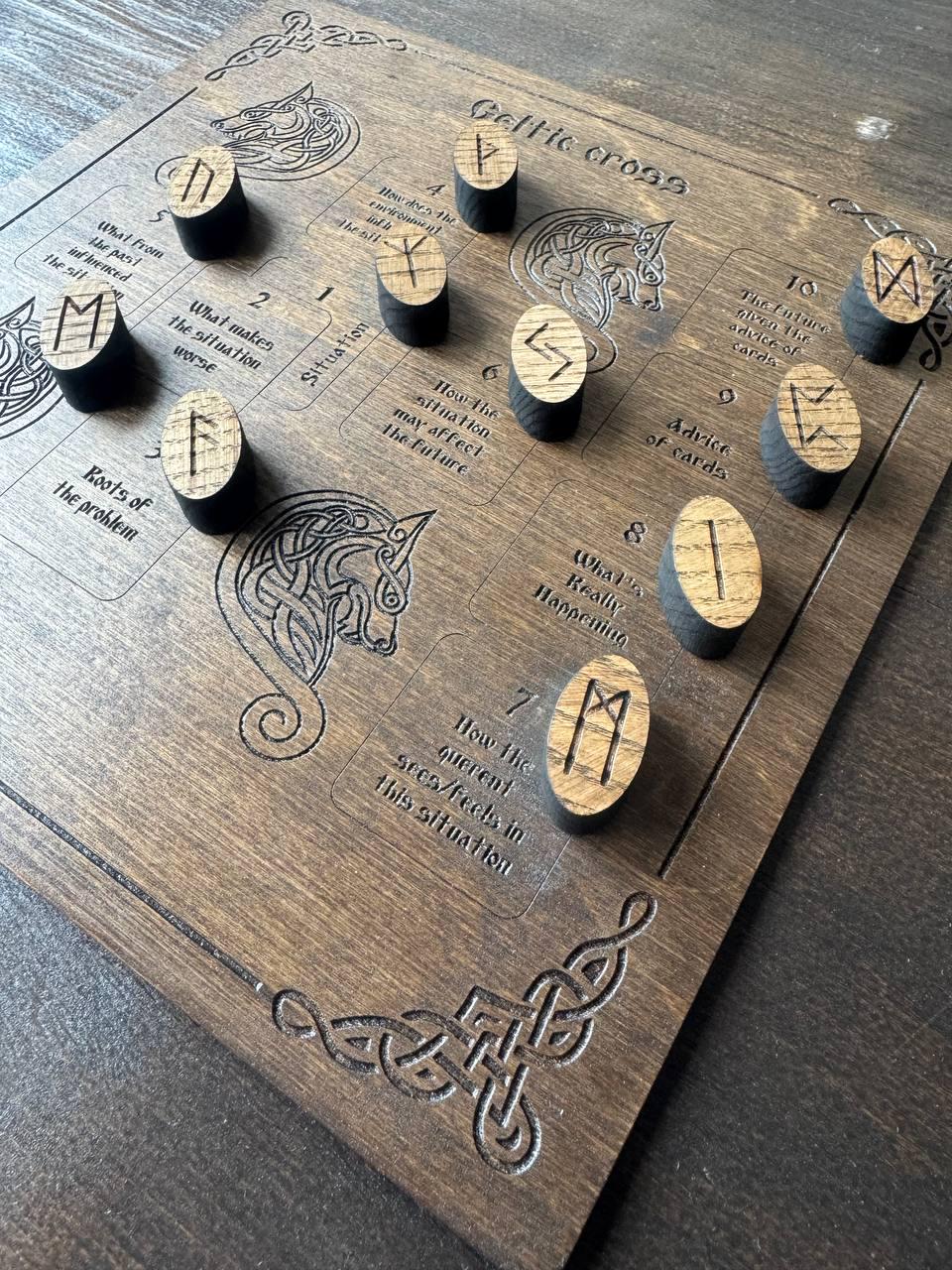 Celtic Cross Runes Layout Board: Witchcraft Divination Tool - Etsy