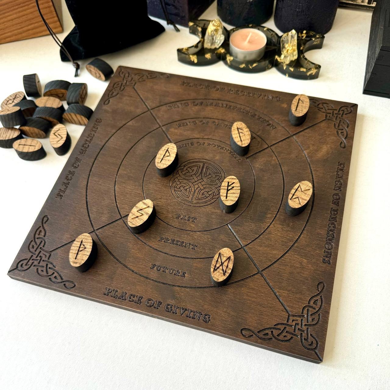 Wooden Runes Field Mat: Witch Altar Divination Tool - Etsy