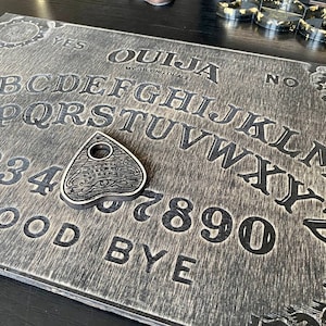 Black Ouija board & planchette, wooden talking spirit board, fortune teller boards tools, Occult Game Board, Witch gift