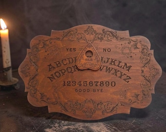 Ouija board wooden, spirit board with planchette, vintage style divination decor