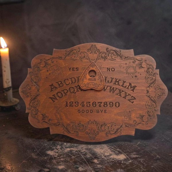 Ouija board wooden, spirit board with planchette, vintage style divination decor