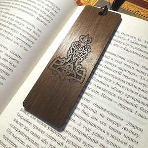 Wooden Bookmark with Celtic Symbol – Witchy Book Accessory, Viking Knot Book Mark for Magic Books & Grimoires