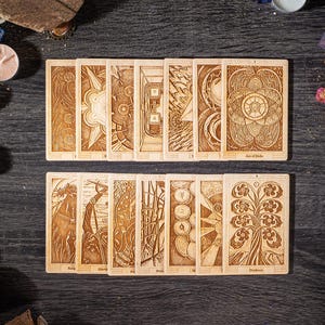 Tarot Thoth suit of WANDS 14 cards, Wooden Personalized engraved Tarot deck, occult gift