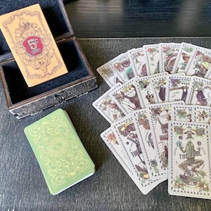 5 cent tarotkaarten, houten kist en spreidbord voor tarotkaarten, tarotspreadkit, orakelwaarzeggerijcadeau, gepersonaliseerde houten kist