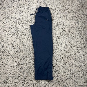 Vintage Nike Track Pants Navy Blue Nylon Joggers Subtle Swoosh